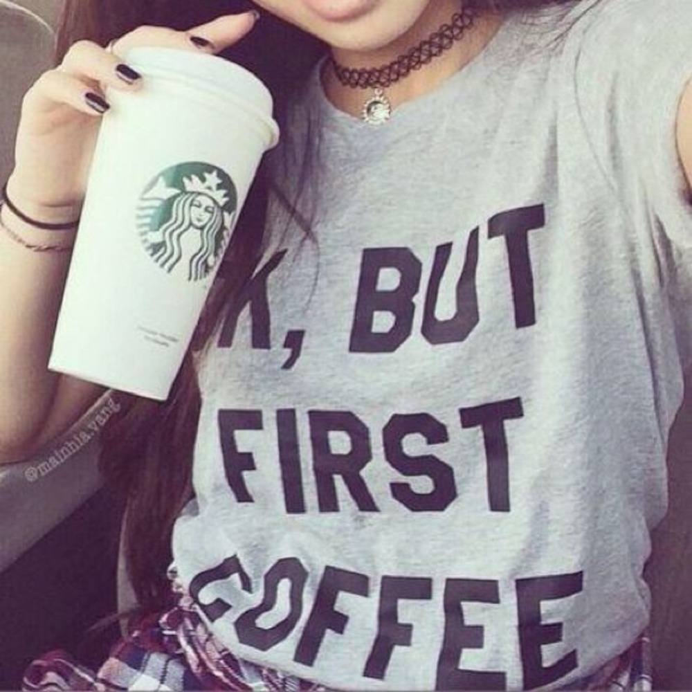 🆕☕️ Ok, but First Coffee Heather Grey T-shirt ☕️